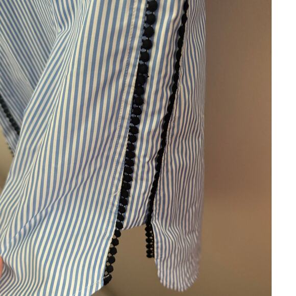 NWT Per Una 3/4 Sleeve Blue And White Striped With Rede Sequin Top UK 8 US 10 - Picture 5 of 9